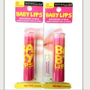 2 Maybelline Baby Lips Moisturizing Lip Balm Pink